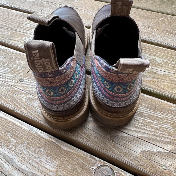 Georgia Boot Brown Leather and Blue Print Romeo Shoe GB00460 in Women's 10M - Picture 6 of 11